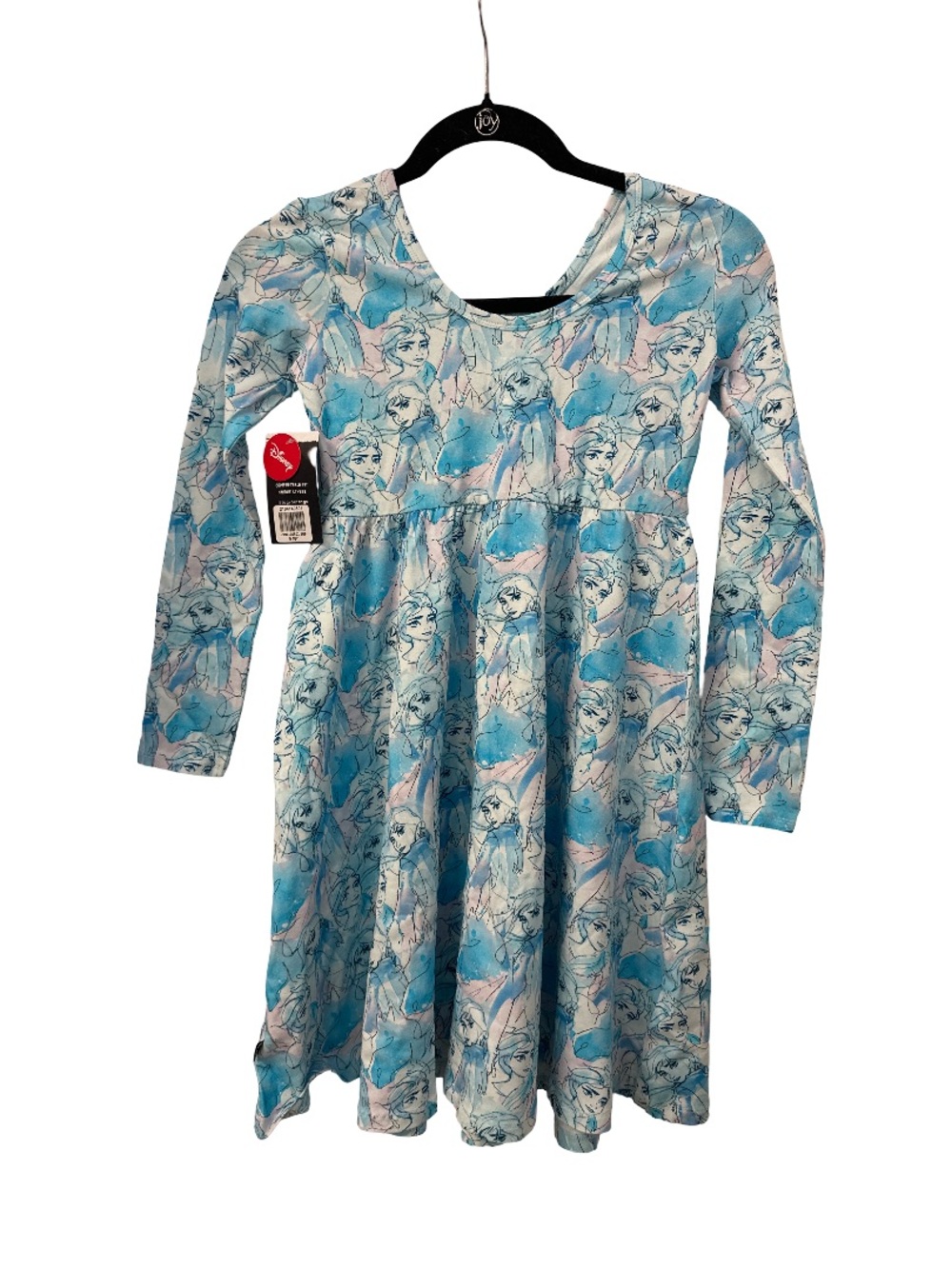Girls Light Blue Elsa Print Long Sleeve Casual Dress - Rags & Disney